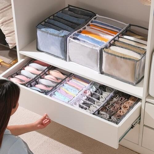 Jeans Compartment Storage Box Closet Clothes Drawer Mesh Separation Box Stacking Pants Drawer Divider Can Washed Home Organizer