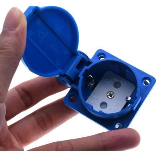 16A 250V Blue Generator Control Panel Germany Waterproof Socket European Dust Socket For Home Desktop Connector Plug