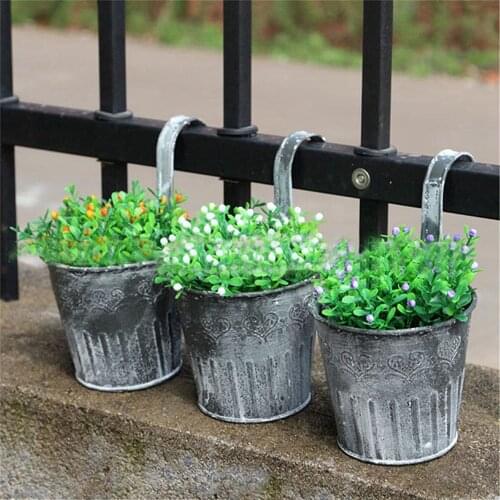 Hanging Garland 1x Flower Pot Garden Hanging Balcony Plant Home Decor Metal Iron Potted Planter Unloading Hook Pot 2