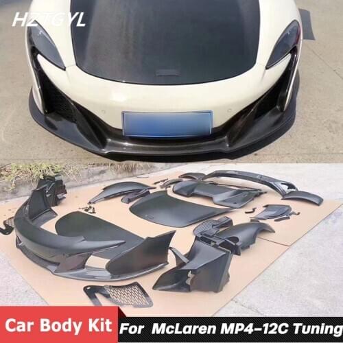 Half Carbon Fiber FRP Material Car Body Kit Front Rear Bumper Side Skirts Engine Bonnet Fender For McLaren MP4-12C Update 650S