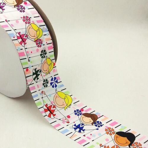 Q&N ribbon 3inch 75mm 160930013 cheerleaders printed grosgrain ribbon webbing 50yards/roll for headband free shipping