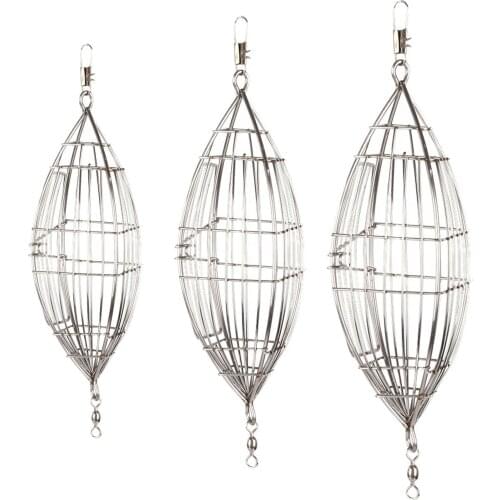 Fishing Bait Cage Lure Trap Cages Feeder Stainless Steel Fight Bait Net Cage Olive Type Lure Thrower Fishing Tackle Accessory