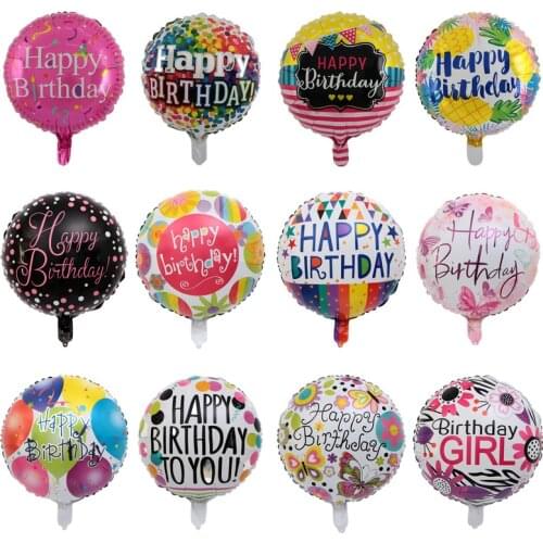 New 18inch 1pcs Happy Birthday Round Foil Balloon Birthday Party Decor Kids Toy Pineapple Helium Balloon Flamingo Party Supplies