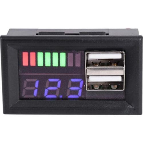 Blue LED Digital Display Voltmeter Mini Voltage Meter Volt Tester Panel For DC 12V Cars Motorcycles Vehicles USB 5V2A output