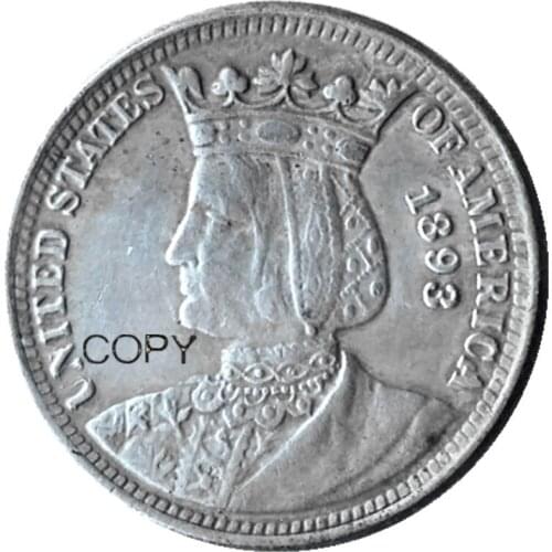 US 1893 Isabella Quarter Dollar Silver Plated copy coins