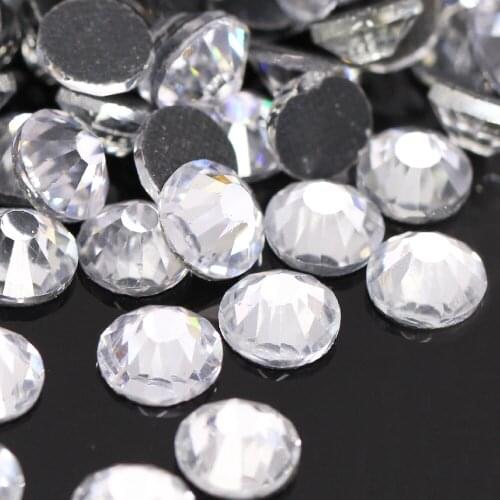 DMC Glass Rhinestones Iron On Strass Clear Crystal Stone Hot Fix Flatback Rhinestone SS6 SS10 SS16 SS20 SS30 Clothes Accessories