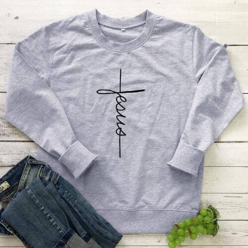 Jesus Cross Sweatshirt Stylish Women Christian Church Cotton Pullovers Casual Unisex Crewneck Faith Hope Love Hoodies Streetwear