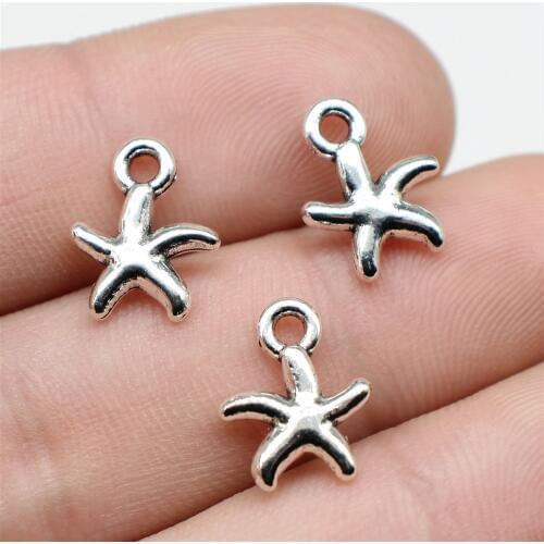 WYSIWYG 20pcs Jewelry Making DIY Handmade Craft Charms Antique Silver Color 12x10mm Starfish Pendant