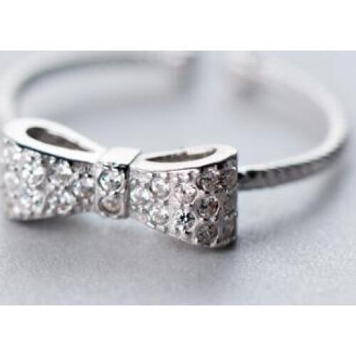 Size 3-size 5.25 small size 100% REAL.925 Sterling Silver jEWELRY AAA ZIRCONE Stone Bowknot Knot Knuckle Midi Toe Ring GTLJ1401
