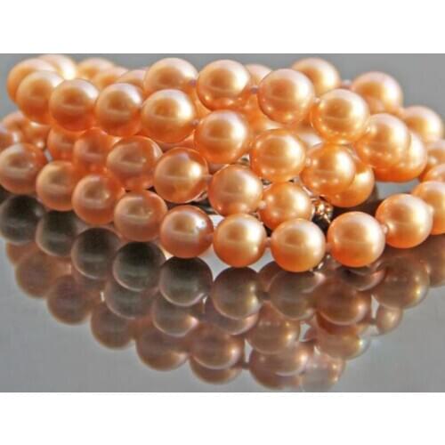 Send mom elegant natural pearl necklace round light bright pink freshwater 9-10mm female genuine really