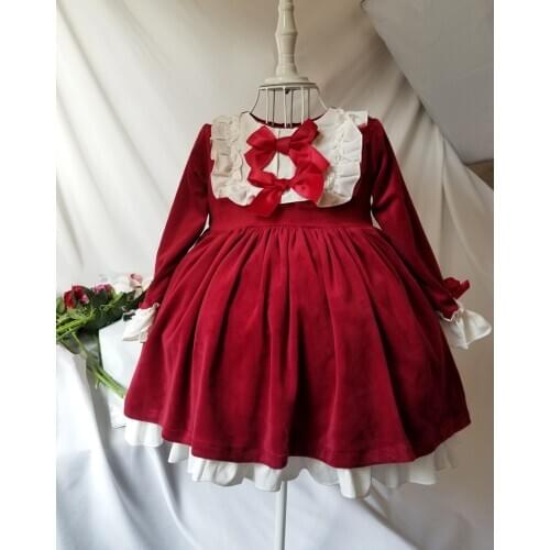 2020 Winter Baby Girl Red Dresses New Year Kids Party Princess Thick Warm Dress Toddler Girls Long Sleeve Velvet Christmas Dress