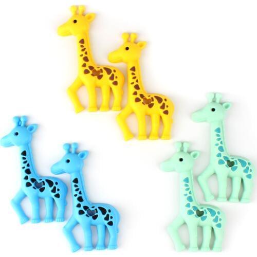1pcs Silicone Giraffe Baby Teethers rodent beads DIY chew Necklace Pacifier Chain Pendant Food Grade Silicone BPA Free