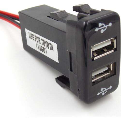 1Pc Special 2.1A 1.2A 2 USB Interface Socket Use For Toyota Hilux VIGO Charge for MP3 MP4 Smartphone PAD Cellphone Tablet PC GPS