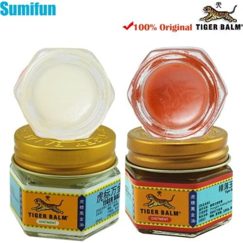 100% Original Red/White Tiger Balm Pain Relief Ointment Back Neck Dizziness Essential Oil Arthritis Muscle Rubs Cool Cream C105