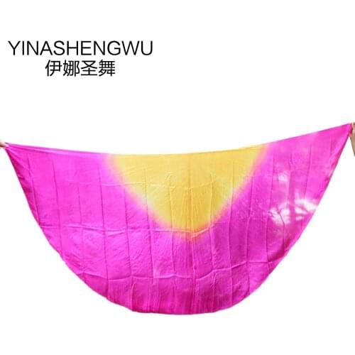 100% Silk Veils Belly Dance Practice Performance Silk semicircle Veils orange fuchsia