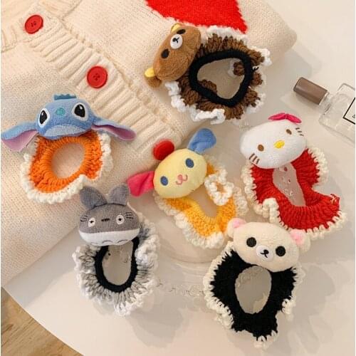 20pcs/lot Cute Cartoon Doll Knitting Hair Elastic Female Ponytail Rubber Band Elastic Hair Bands Hair Accessories for Women
