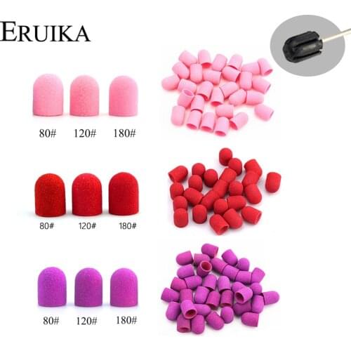 20pc Nail Sanding Caps With Rubber Gel Nail Art Sanding Bands Pedicure Manicure Milling Cutters Cuticle Remover Accessories
