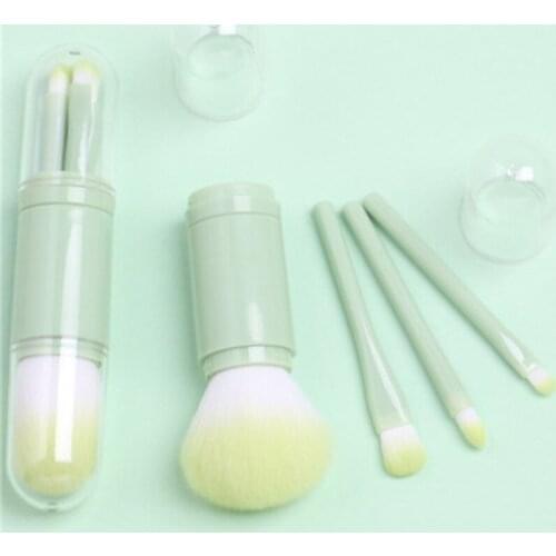 Four in one portable telescopicSet makeup powder eye shadow liquid foundation blush mixed beauty cosmetic brushes with two ends