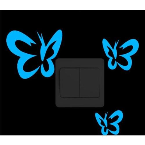 Butterflies Flying Glow in the Dark Switch Sticker Cartoon Fly Butterfly Luminous Wall Sticker Kids Bedroom Home DIY Decoration