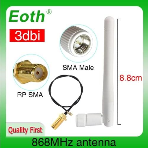 White 868MHz 915MHz lora Antenna 3dbi SMA Male Connector GSM 868 MHz antena antenne waterproof 10cm RP-SMA u.FL Pigtail Cable
