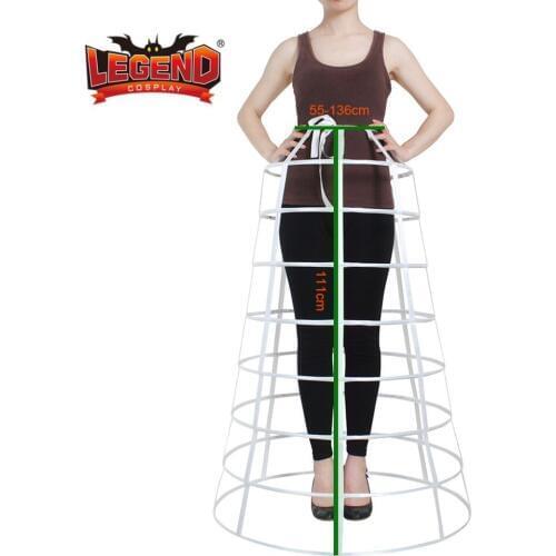 White hoop cage skirt long pannier crinoline