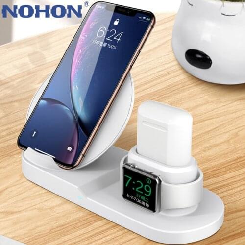 NOHON 3 IN 1 Qi Wireless Charger Stand Fast Charging For iPhone 12 11 Pro SE XR XS MAX Apple Watch 2 3 4 5 AirPods Pro Android