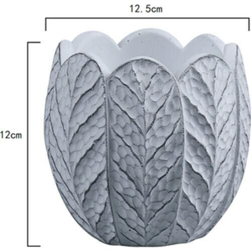 Big Epoxy Resin Pot Vase Mould Cement Silicone Flowerpot Cement Resin 3D Tree Leaf Planters Molds
