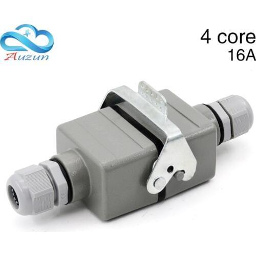 Four-core rectangular heavy duty connector he-04 docking waterproof socket for aerospace industry 16A