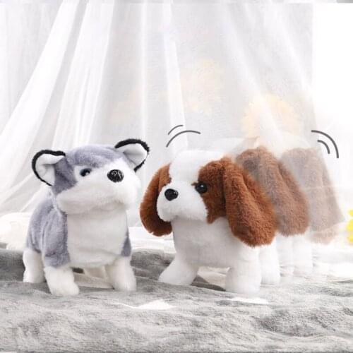 D7YD 18cm/7in Electric Plush Toy Barking Dog Soft Stuffed Party Holiday Gift Realistic Crawling Puppy Interactive Baby Toy