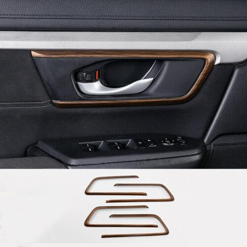 For Honda CR-V CRV 2017-2019 Peach Wood Grain Style Inner Handle Cover Trim 4PCS Car modification Auto parts