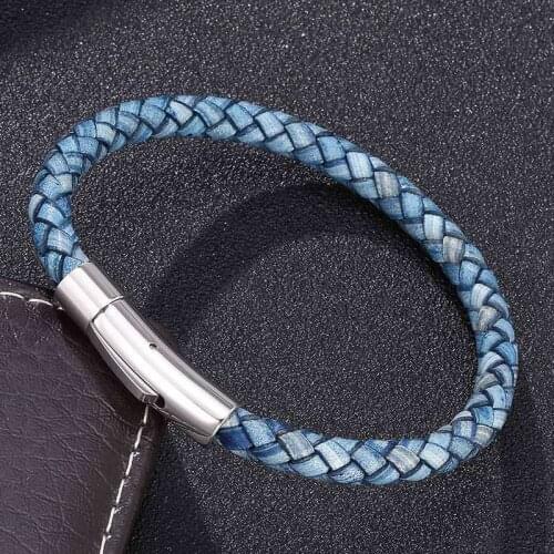 Men Jewelry Fashion Braid Blue Rope Chain Charm Bracelets Exquisite Snap Trendy Wristband Gift BB0240