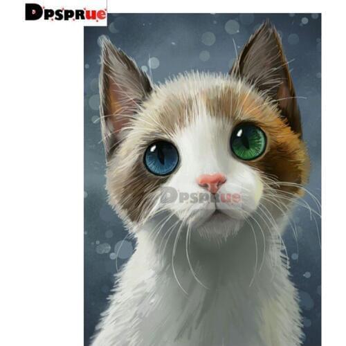 Dpsprue Full Square/Round Diamond Painting Cross Stitch Diamond 3D Embroidery Animal Cat DIY 5D Moasic Home Decor Gift P16
