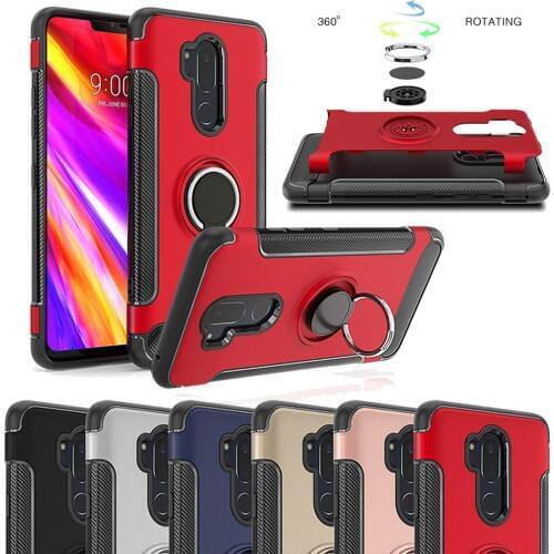 Dual Layer Shockproof Hybrid Armor Case With Ring Stand Magnetic Suction Bracket Car Holder Cover For LG G7 ThinQ / G7+ G710EM