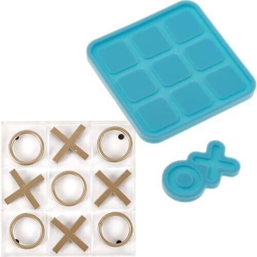 Handmade Tic Tac Toe Game with Board Resin Mold Classic Tic Tac Toss Game Board Resin Casting Mold Game Fun Art Crafts
