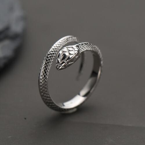 Retro punk style domineering snake ring tide simple creative single ring men and women party birthday gift