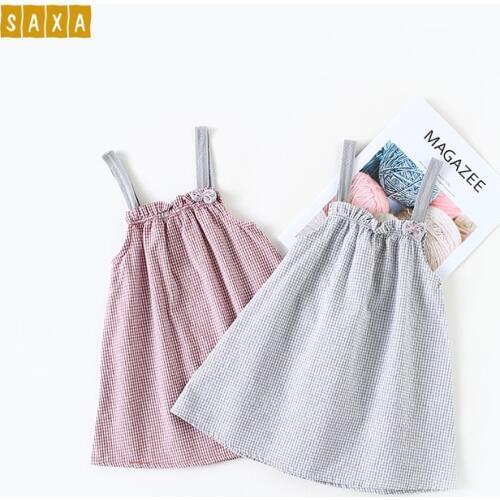 Girls overalls 2019 spring new childrens clothing girls plaid casual fashion trousers with braces baby princess culottes