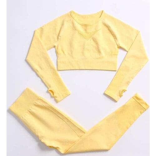 Two Piece Set Women Active Training Wear Suit Gym Fitness Yoga Set Female Seamless Leggings Sports Bra Sportswear Yoga Outfits