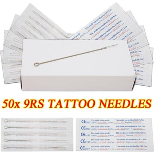 Box Of 50PCS 9RS Round Shader Premade Sterile Tattoo Needles Supply
