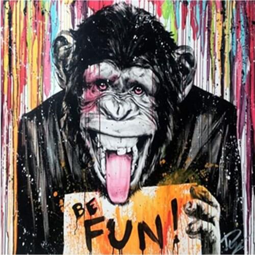 Round Full Drill Diamond Painting Oil Color Chimpanzee Nouveaute DIY Needlework Mosaic Embroidery 5D Cross Stitch Picture