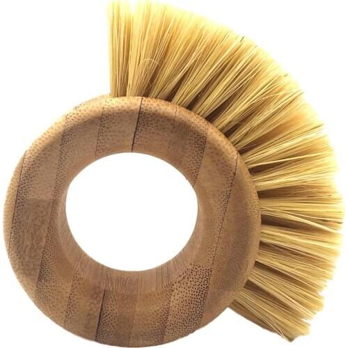 Kitchen Cleaning Brush Sisal Bamboo Ring Shaped Handle Dish Brush Bowl Pot Brush Fruit Vegetable Cleaning Brush Kitchen Tools