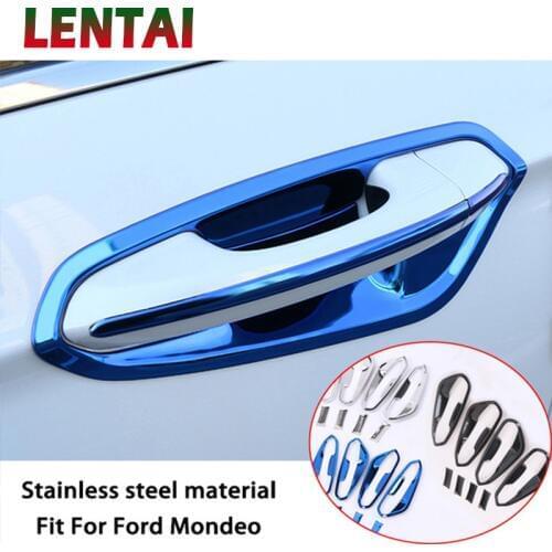 LENTAI 8pcs Auto Car Styling Stainless Steel Exterior Door Handle Bowl Covers Stickers For Ford Mondeo MK5 2017 2018 Accessories