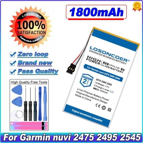 LOSONCOER 1800mAh Battery For Garmin nuvi 2475 2495 2545 2515 2565 2555 2595 GPS Batteries