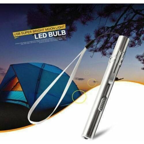 MAYITR 1pc USB Rechargable Mini LED Flashlight Portable Penlight Lamp Pocket Flashlights With Charging Cable