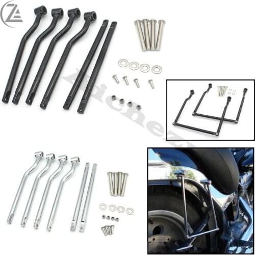 ACZ Motorcycle Black Universal Saddle Bag Support Bars Mounts Bracket Side Luggage for Kawasaki Honda Yamaha Suzuki Harley