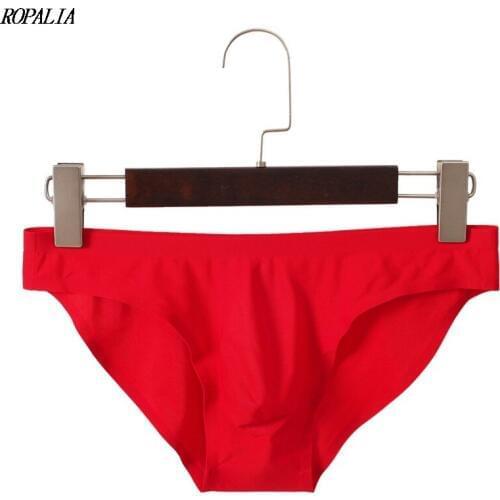 Men\s Elastic Seamless White Underpants Ultra-Thin Breathable Briefs Ice Silk Solid Seamless Low Waist Soft Underwear 2019