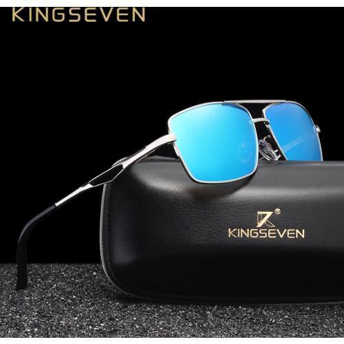 KINGSEVEN Brand Stainless Steel Mens Rectangle Sun Glasses Polarized Oculos Male Eyewear Accessories Sunglasses For Men
