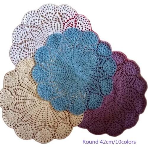 NEW Round Lace Placemat coffee cotton crochet Table place Mat cloth Doily Cup tea dining Christmas Coaster mug drink Pad kitchen