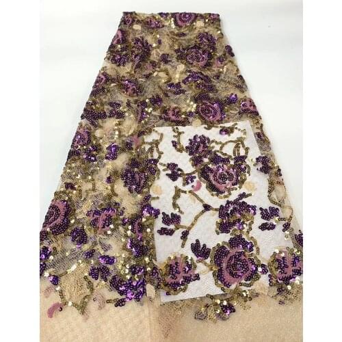 Latest African lace fabric 2020 high quality lace French sequined mesh lace fabric embroidered tulle lace dress FJ41301