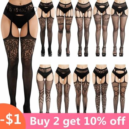 New Arrival Solid Stockings Women Sexy Thigh High Fishnet Nylon Long Socks Sex Belt Standard Over Knee Socks Sexy Lingerie