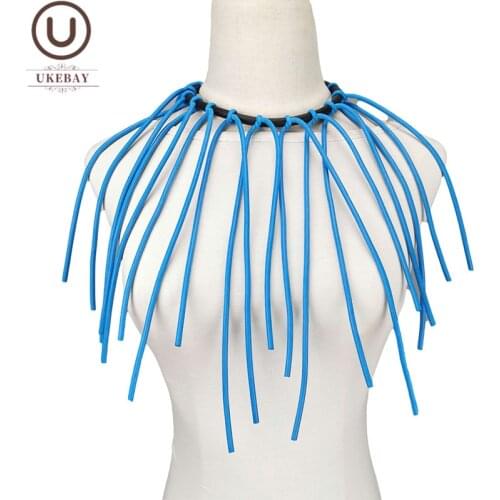 UKEBAY New Tassel Choker Necklaces For Women Handmade Ethnic Vintage Jewelry Boho Sweater Chains Rubber Necklace For Party Gifts